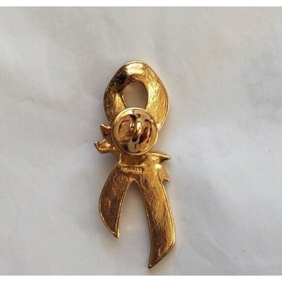 Avon Breast Cancer Awareness Pin Pink Ribbon Enamel Gold-toned Rose Vintage - Picture 3 of 10
